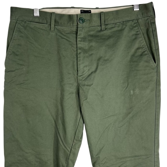 J.CREW 770 Straight Men's Flannel Lined Green Flat Front Pants Size 33 X 34 - Picture 2 of 13